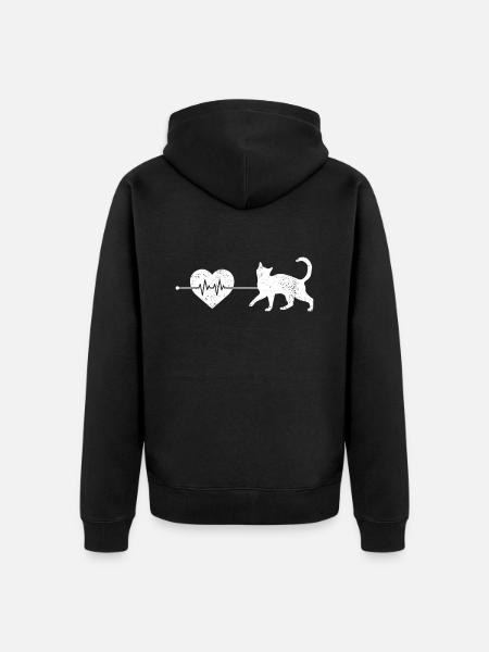 Cat heartbeat - Unisex Premium Organic Zip Hoodie - black