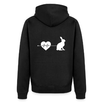 Rabbit heartbeat - Unisex Premium Organic Zip Hoodie - black - Back - Nico (187cm)
