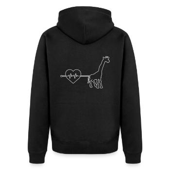 Giraffe Herzschlag - Unisex Premium Bio Zip Hoodie - Schwarz - Hinten - Nico (187cm)
