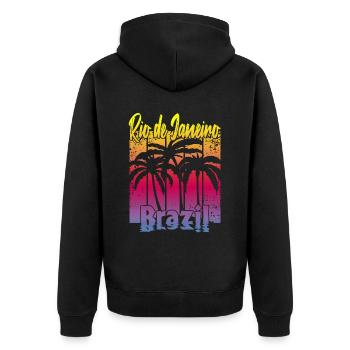 Rio de Janeiro Brazil - Unisex Premium Bio Zip Hoodie - Schwarz - Hinten - Nico (187cm)