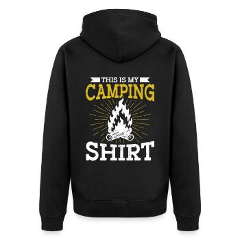 Camping Gift Funny saying for campers - Unisex Premium Organic Zip Hoodie - black - Back - Nico (187cm)
