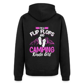 Camping Gift Funny saying for campers - Unisex Premium Organic Zip Hoodie - black - Back - Nico (187cm)