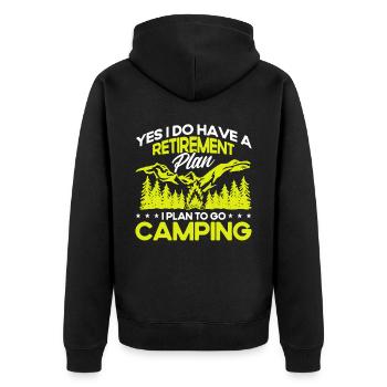 Camping Gift Funny saying for campers - Unisex Premium Organic Zip Hoodie - black - Back - Nico (187cm)