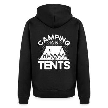 Camping Gift Funny saying for campers - Unisex Premium Organic Zip Hoodie - black - Back - Nico (187cm)
