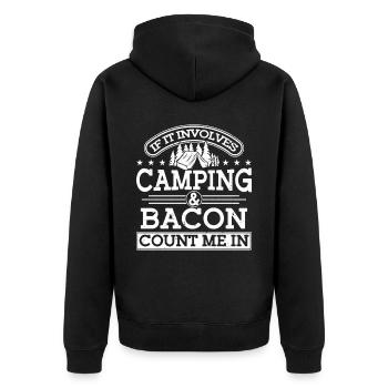 Camping Gift Funny saying for campers - Unisex Premium Organic Zip Hoodie - black - Back - Nico (187cm)