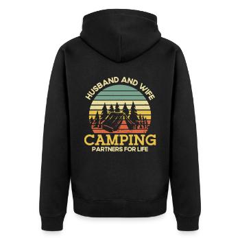 Camping Gift Funny saying for campers - Unisex Premium Organic Zip Hoodie - black - Back - Nico (187cm)