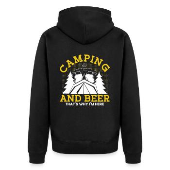 Camping Gift Funny saying for campers - Unisex Premium Organic Zip Hoodie - black - Back - Nico (187cm)