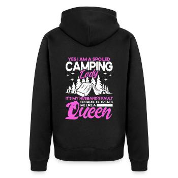 Camping Gift Funny saying for campers - Unisex Premium Organic Zip Hoodie - black - Back - Nico (187cm)