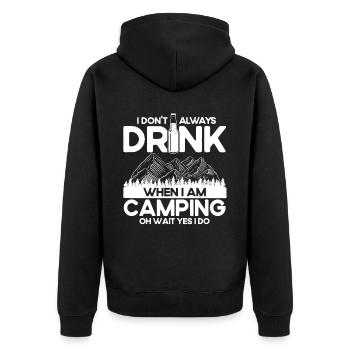Camping Gift Funny saying for campers - Unisex Premium Organic Zip Hoodie - black - Back - Nico (187cm)