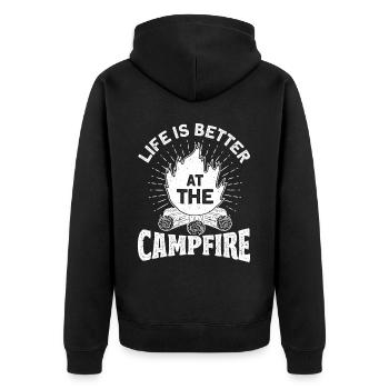 Camping Gift Funny saying for campers - Unisex Premium Organic Zip Hoodie - black - Back - Nico (187cm)