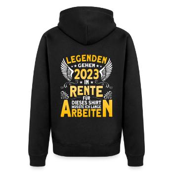 Rentner Eine Legende geht in Rente 2023 - Unisex Premium Bio Zip Hoodie - Schwarz - Hinten - Nico (187cm)