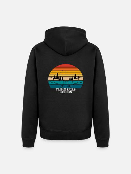 Triple Falls Oregon - Unisex Premium Organic Zip Hoodie - black