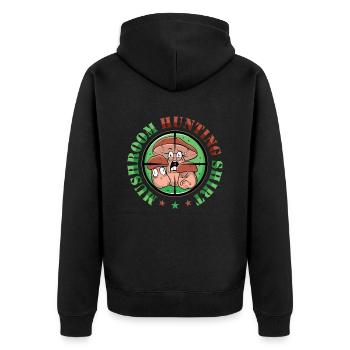 Pilzsammler Pilzjagd - Unisex Premium Bio Zip Hoodie - Schwarz - Hinten - Nico (187cm)
