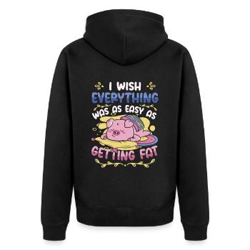 Selbstironie Übergewicht Im Fett - Unisex Premium Bio Zip Hoodie - Schwarz - Hinten - Nico (187cm)