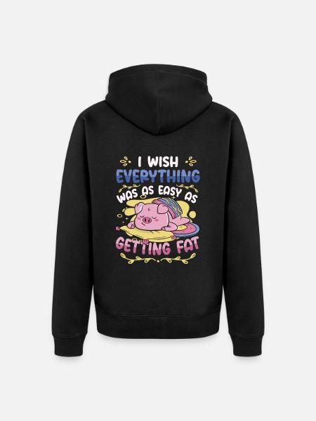 Self-irony overweight in fat - Unisex Premium Organic Zip Hoodie - black
