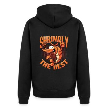 Shrimply Die Besten Meeresfrüchte Essen Shrimps - Unisex Premium Bio Zip Hoodie - Schwarz - Hinten - Nico (187cm)
