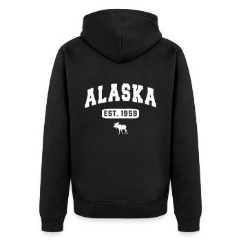 Alaska Geschenk Kinder Herren Damen USA Natur Eis - Unisex Premium Bio Zip Hoodie - Schwarz - Hinten - Nico (187cm)