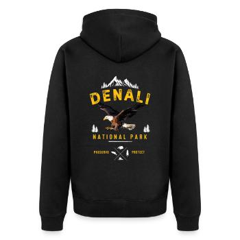 Alaska - Unisex Premium Organic Zip Hoodie - black - Back - Nico (187cm)
