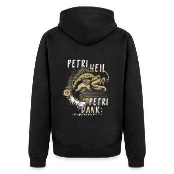 Angeln Fishing Fisher Angelrute Karpfen Rute Fisch - Unisex Premium Bio Zip Hoodie - Schwarz - Hinten - Nico (187cm)