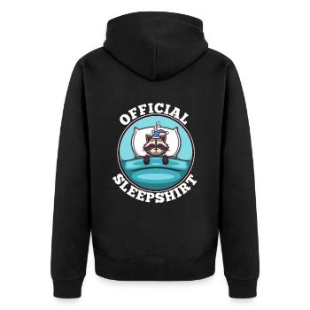 Official sleepshirt Raccoon - Unisex Premium Bio Zip Hoodie - Schwarz - Hinten - Nico (187cm)