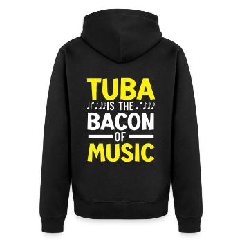Tuba ist der Speck der Musik Liebhaber Musiker - Unisex Premium Bio Zip Hoodie - Schwarz - Hinten - Nico (187cm)