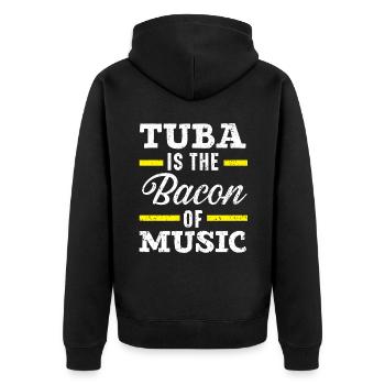 Tuba ist der Speck der Musik Liebhaber Musiker - Unisex Premium Bio Zip Hoodie - Schwarz - Hinten - Nico (187cm)