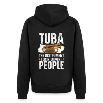 Tuba Das Instrument für intelligente Menschen - Unisex Premium Bio Zip Hoodie - Schwarz - Hinten - Nico (187cm)