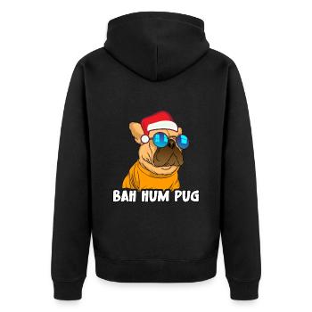 Christmas Xmas Family Matching Funny Bah Hum Pug - Unisex Premium Bio Zip Hoodie - Schwarz - Hinten - Nico (187cm)