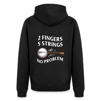Banjo Shirts For Men Bluegrass Appalachia Folk - Unisex Premium Organic Zip Hoodie - black - Back - Nico (187cm)