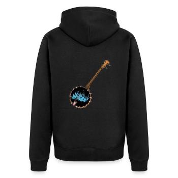 Banjo - Unisex Premium Bio Zip Hoodie - Schwarz - Hinten - Nico (187cm)