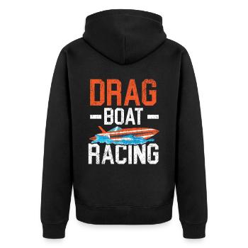 Drag Boat Rennboot Rennen Boot Reiten Liebhaber - Unisex Premium Bio Zip Hoodie - Schwarz - Hinten - Nico (187cm)