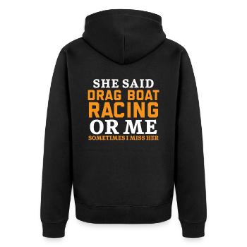 Drag Boat Racing oder ich manchmal vermisse ich sie - Unisex Premium Bio Zip Hoodie - Schwarz - Hinten - Nico (187cm)