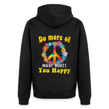 Hippie Peace Groovy Flowerpower Boho Woodstock - Veste à capuche bio Premium Unisexe - noir - Dos - Nico (187cm)