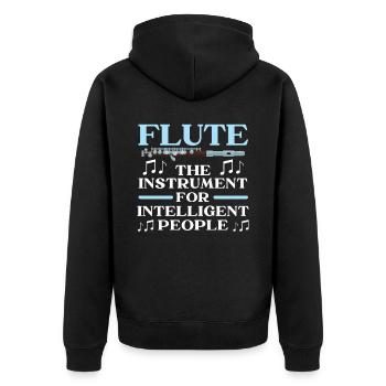 Flöte Das Instrument für intelligente Menschen - Unisex Premium Bio Zip Hoodie - Schwarz - Hinten - Nico (187cm)