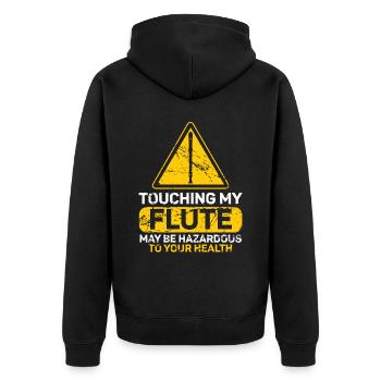 Das Berühren meiner Flöte kann für Ihre Gesundheit gefährlich sein - Unisex Premium Bio Zip Hoodie - Schwarz - Hinten - Nico (187cm)