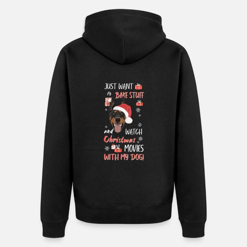 Doberman Joyeux Noël - Veste à capuche bio Premium Unisexe - noir