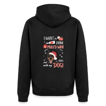 Doberman vin chaud Noël - Veste à capuche bio Premium Unisexe - noir - Dos - Nico (187cm)