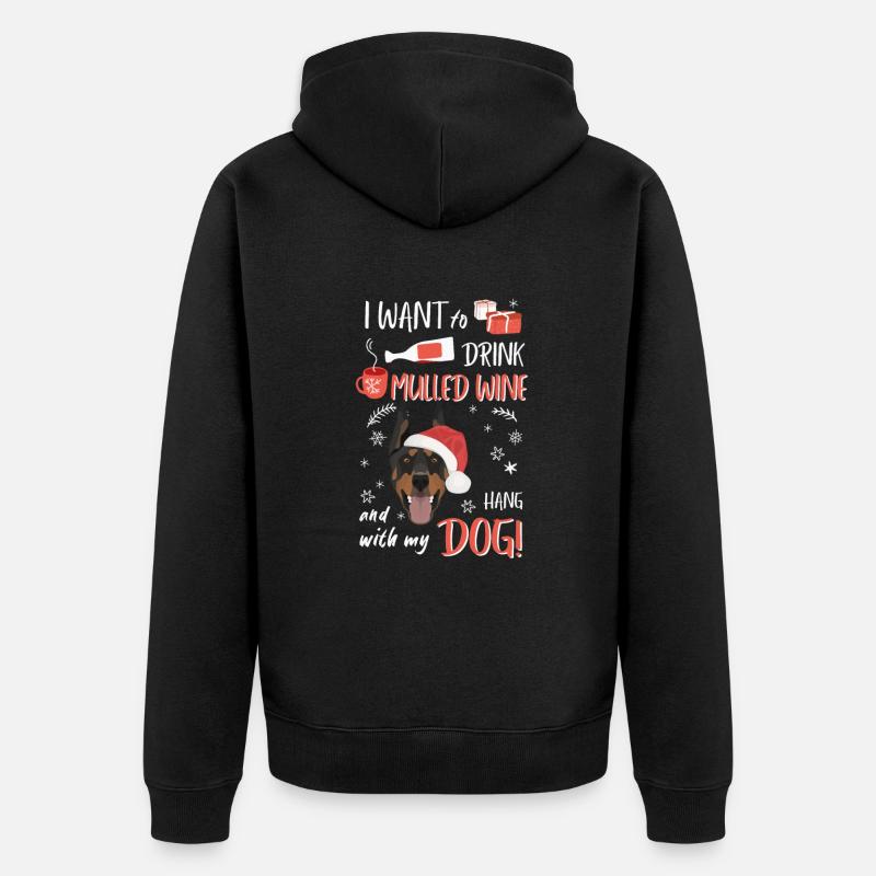 Doberman vin chaud Noël - Veste à capuche bio Premium Unisexe - noir