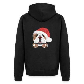 Bouledogue anglais Joyeux Noël - Veste à capuche bio Premium Unisexe - noir - Dos - Nico (187cm)