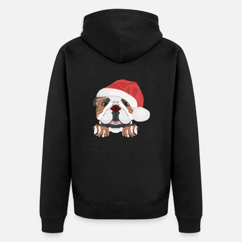 Bouledogue anglais Joyeux Noël - Veste à capuche bio Premium Unisexe - noir