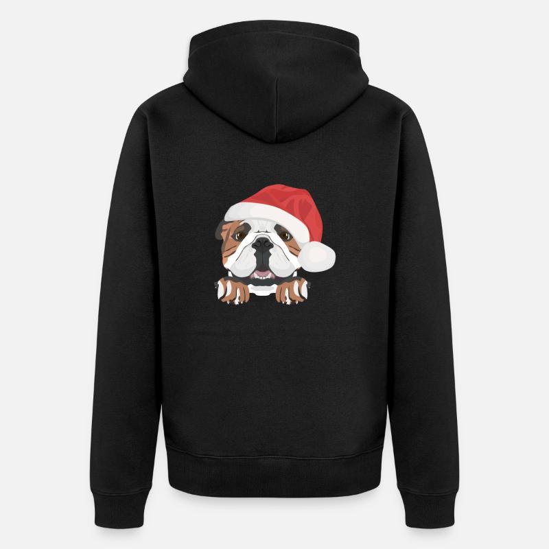 Bouledogue anglais Joyeux Noël - Veste à capuche bio Premium Unisexe - noir