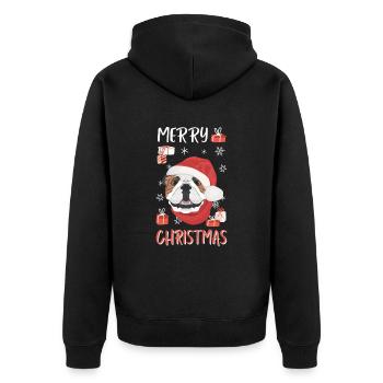 Bouledogue anglais Joyeux Noël - Veste à capuche bio Premium Unisexe - noir - Dos - Nico (187cm)