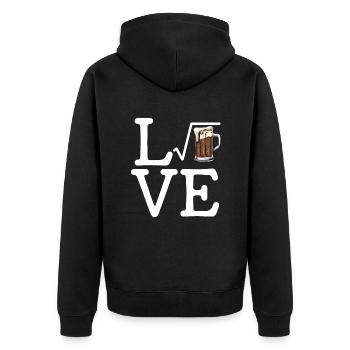 I love root beer, root beer - Unisex Premium Bio Zip Hoodie - Schwarz - Hinten - Nico (187cm)