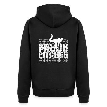 Stolzer Baseball Pitcher Hobby Werfer Spieler - Unisex Premium Bio Zip Hoodie - Schwarz - Hinten - Nico (187cm)