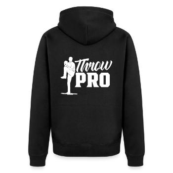 Wurf Profi Spieler Werfer Pitcher Baseball Hobby - Unisex Premium Bio Zip Hoodie - Schwarz - Hinten - Nico (187cm)