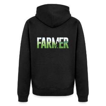 Farming Farmer Farmer - Unisex Premium Bio Zip Hoodie - Schwarz - Hinten - Nico (187cm)