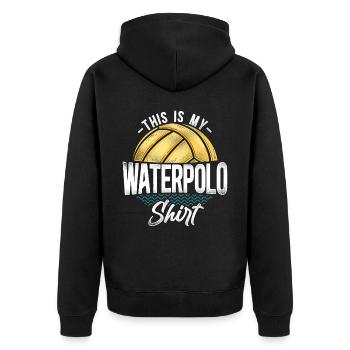 Water Polo Vintage This Is My - Unisex Premium Bio Zip Hoodie - Schwarz - Hinten - Nico (187cm)