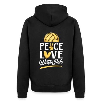 Water Polo Girl Peace Love Water - Unisex Premium Bio Zip Hoodie - Schwarz - Hinten - Nico (187cm)