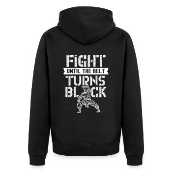 Fight until the belt turns black Black belt - Unisex Premium Organic Zip Hoodie - black - Back - Nico (187cm)