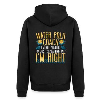 Water Polo Coach Vintage Water - Unisex Premium Bio Zip Hoodie - Schwarz - Hinten - Nico (187cm)